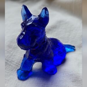 Blue Glass Scottie Dog Figurine